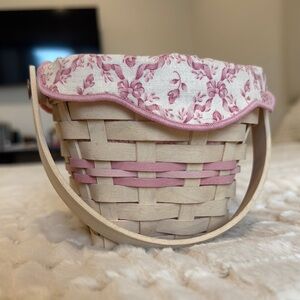 Longaberger 2001 Handwoven Basket with Pink Accents